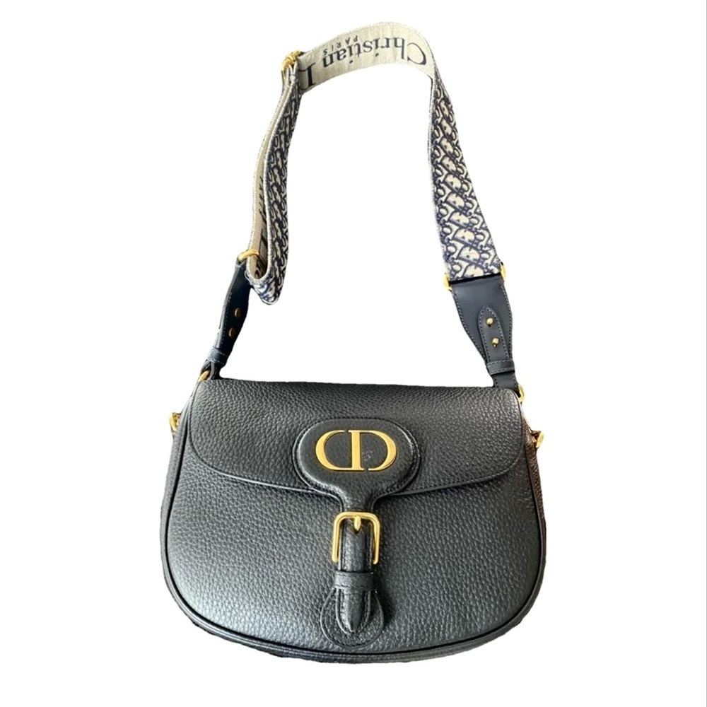 💯% authentic large Dior Black Pebbled bobby Leather Saddle Bag - Picture 3 of 11
